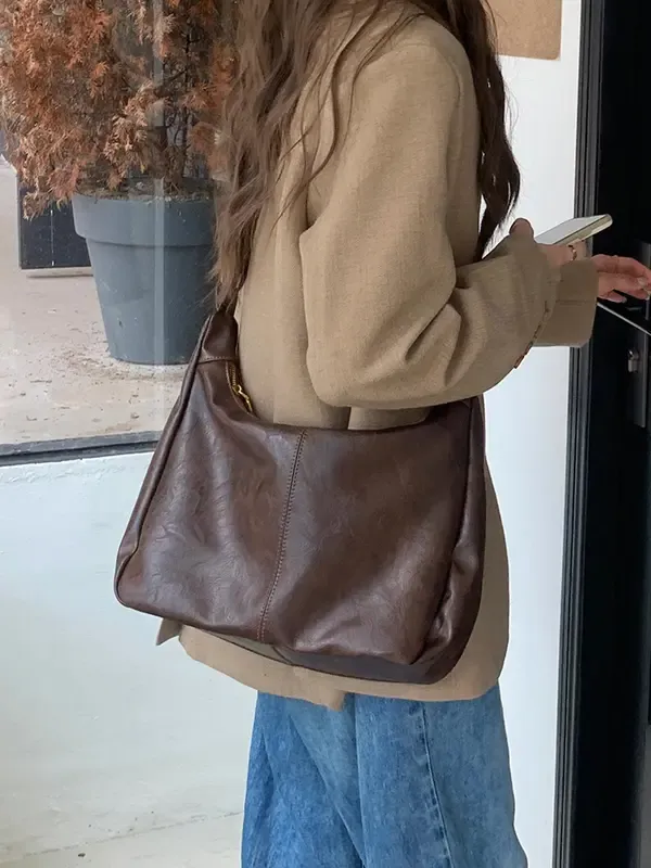 Fashion Solid Color Tote Crossbody – Versatile Large Capacity Bag for Women