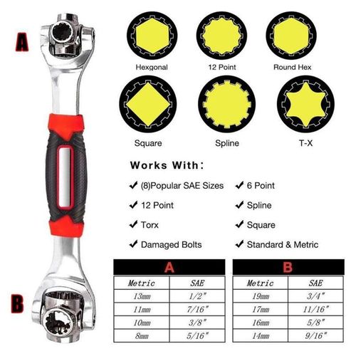 52-in-1 Universal Rotating Wrench – Heavy-Duty Multifunction Spanner for Home & Car Repair