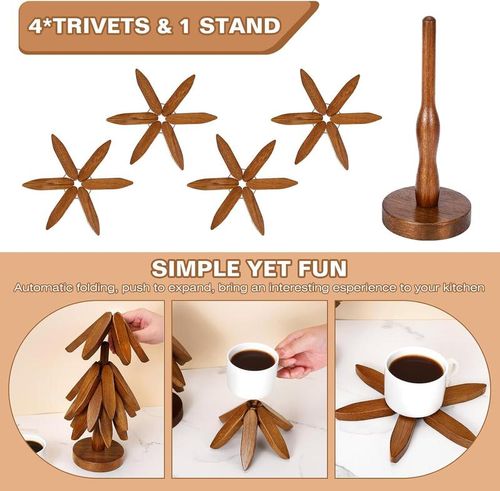 Natural Wooden Tree Trivet Set – Heat-Resistant & Stylish Kitchen Essential