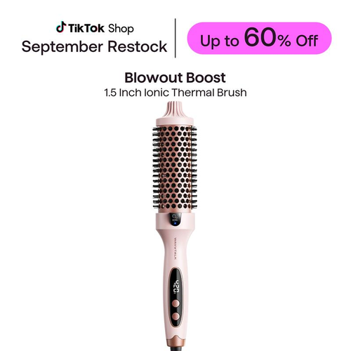 Wavytalk Ionic Thermal Brush 1.5 Inch with LED Display 300℉-420℉ Universal Voltage