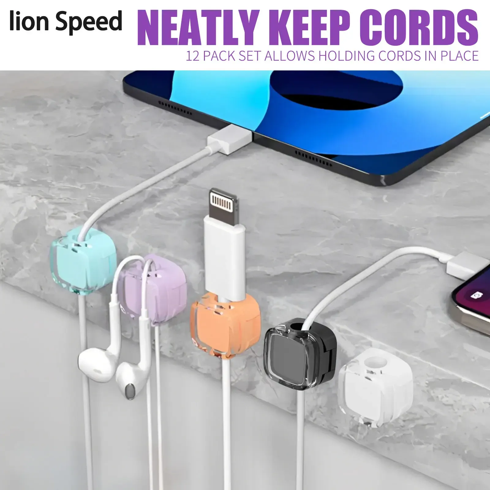 Magnetic Cable Organizer Clips – 6 Pack Wall & Desk Cord Holder