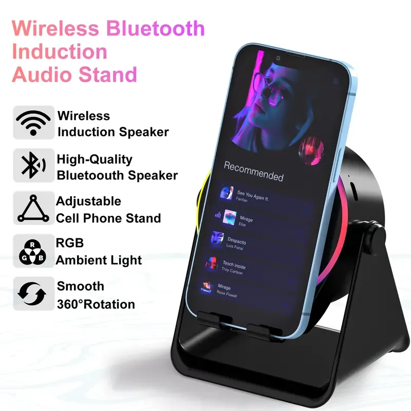 4-in-1 Bluetooth Speaker with LED & 360° Stand | Portable Wireless Sound for Home & Travel
