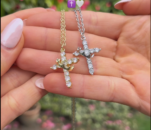 Crown Cross Pendant Necklace Women's Minimalist Necklace