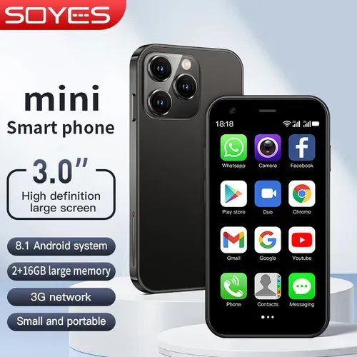 Điện thoại mini SOYES XS15, màn hình 3.0 inch, điện thoại thông minh Android, RAM 8GB, bộ nhớ trong 256GB, hai SIM, có cửa hàng Google Play, điện thoại di động chính hãng gốc