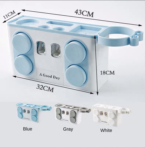 Luxury-style Bathroom Rack with Toothbrush Holder and Automatic Toothpaste Dispenser