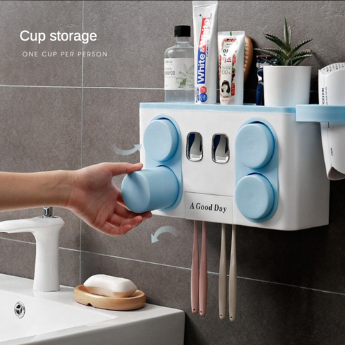 Luxury-style Bathroom Rack with Toothbrush Holder and Automatic Toothpaste Dispenser