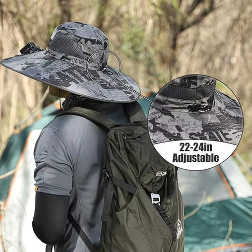 Solar Fan Hat with 2 Detachable Fans Wide Brim Sun Hat for Outdoor Hiking Universal Solar Charging