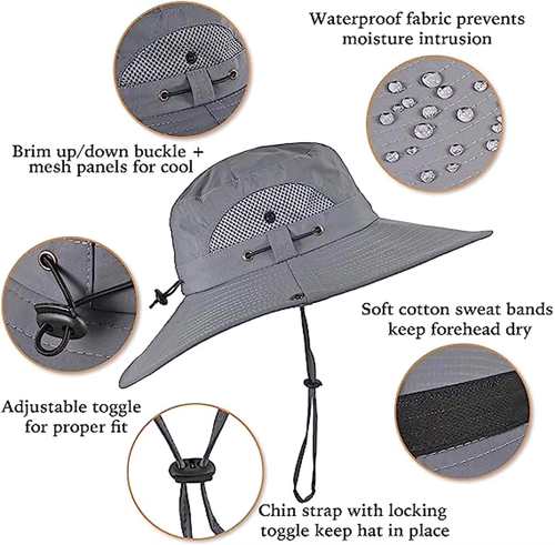 Solar Fan Hat with 2 Detachable Fans Wide Brim Sun Hat for Outdoor Hiking Universal Solar Charging