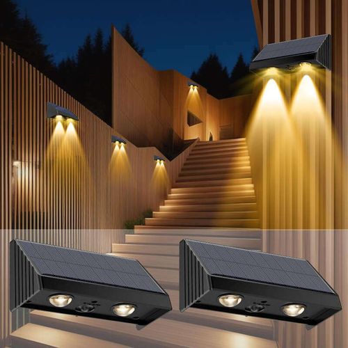 Warm White Exterior Wall Mounted Ip65 Waterproof Garden Led Outdoor Solar Wall Fence Light