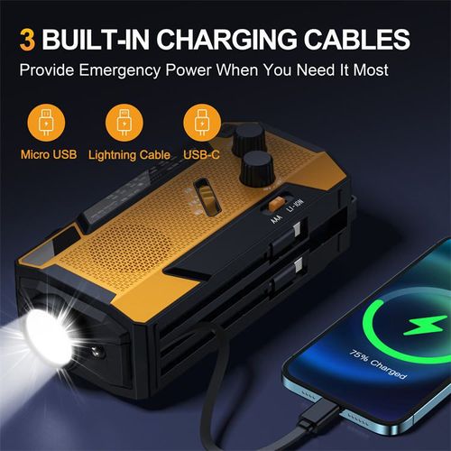 MEDING Emergency Solar Mobile Charger Power Bank Hand Crank Amfmnoaa Radio