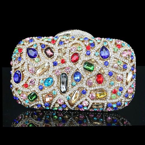 Caiyue B81 Banquet Bag Swarovski Crystals Hand Inlaid Alloy Body Leather Lining Customizable Evening Dress Match