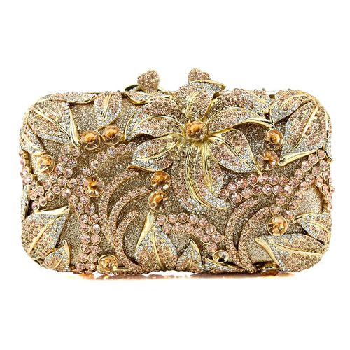 Angel Horse G142 Light Luxury Evening Clutch Bag Swarovski Crystals Hollow Out Inlaid Alloy Handmade Custom Lambskin Lining Handheld for Annual Dinner High-End Party
