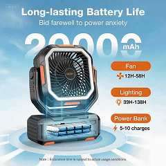 20000mAh Multi - Function Portable Fan
