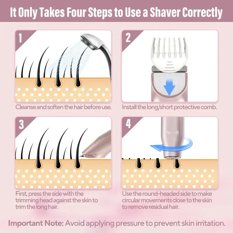 Bikini Trimmer for Women, Electric Shaver and Razor Rechargeable 2-in-1 Body and Facial Epilator,