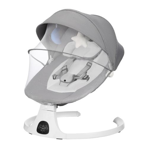 Smart Bluetooth Baby Swing with Remote & Lullabies（U-shaped pillow + ceiling + mosquito net + doll + USB flash drive compatible + remote control + Bluetooth + detachable and washable）