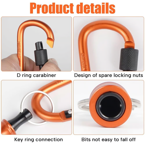 6PCS Orange Quick-Change Bit Holder Keychain