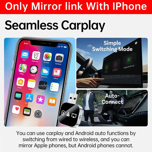 🔥🔥2026 Upgrade 3 in 1 Screen Mirror iOS Phone, wired to wireless Carplay adapter🔥🔥