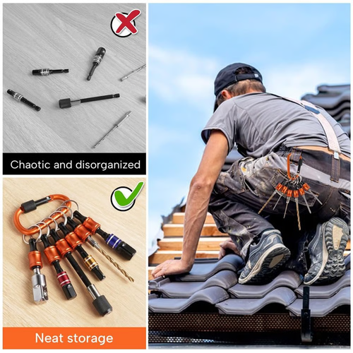 6PCS Orange Quick-Change Bit Holder Keychain