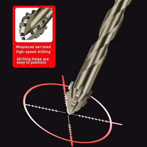 🔥🔥🔥New Four-Flute Sawtooth Eccentric Drill Bit Set(1 Set 6 PCS)