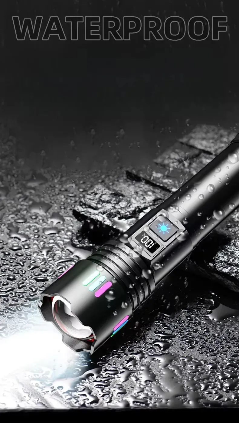 Outdoor Strong Light Digital Display Multi Functional Aluminum Alloy Linternas Powerful Diving Flashlight