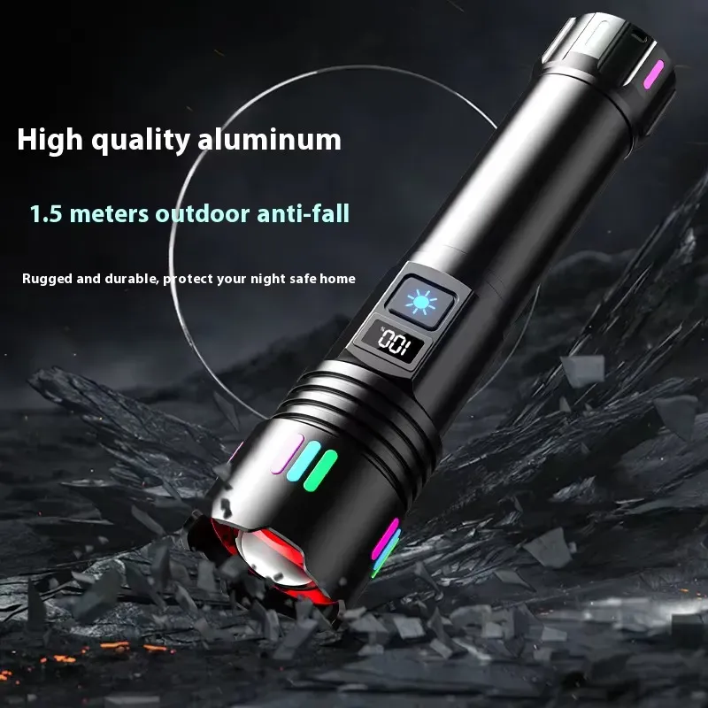 Outdoor Strong Light Digital Display Multi Functional Aluminum Alloy Linternas Powerful Diving Flashlight