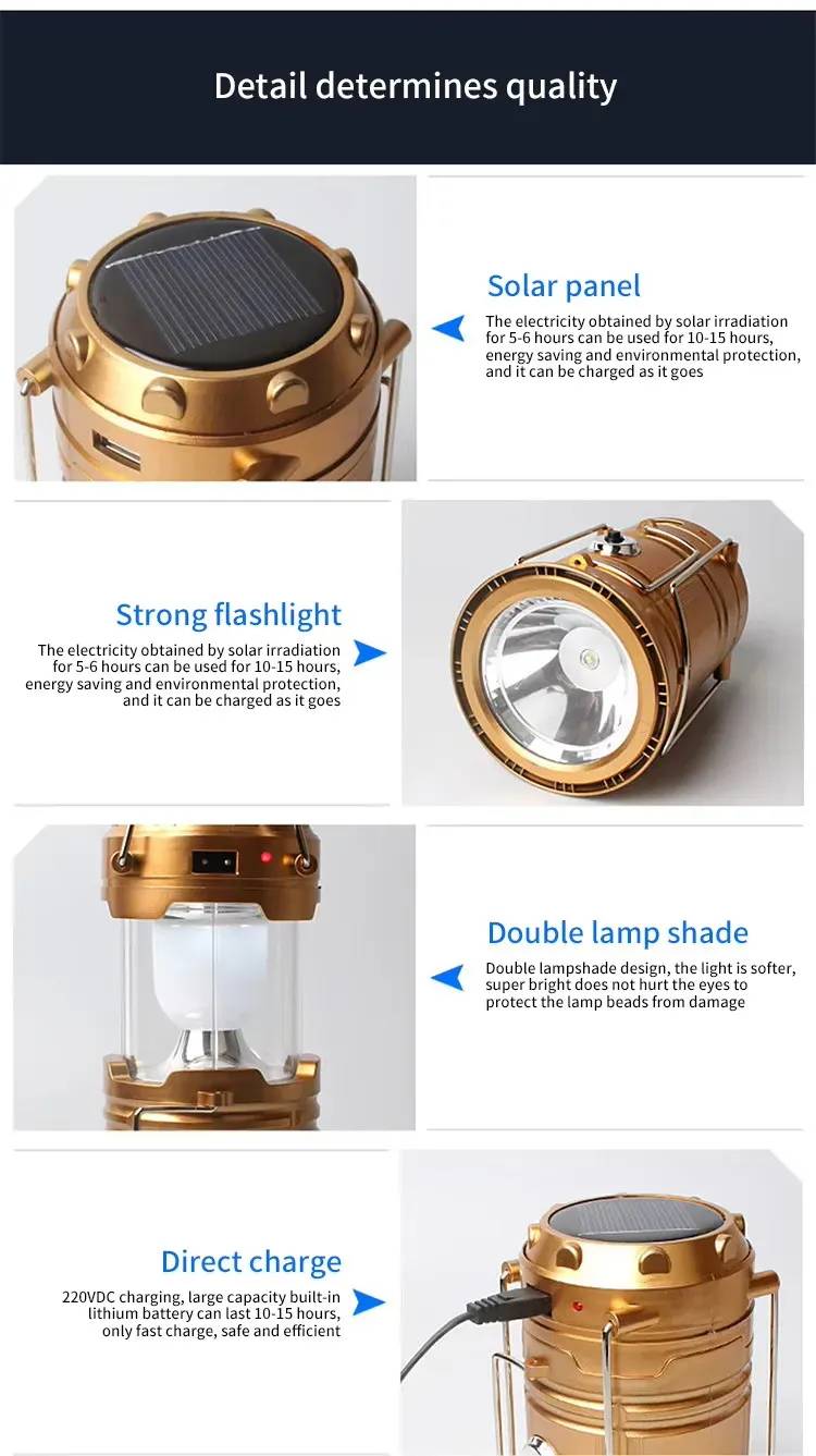 Mini Portable Outdoor Camping Light Solar Flashlight Led Camping Lantern