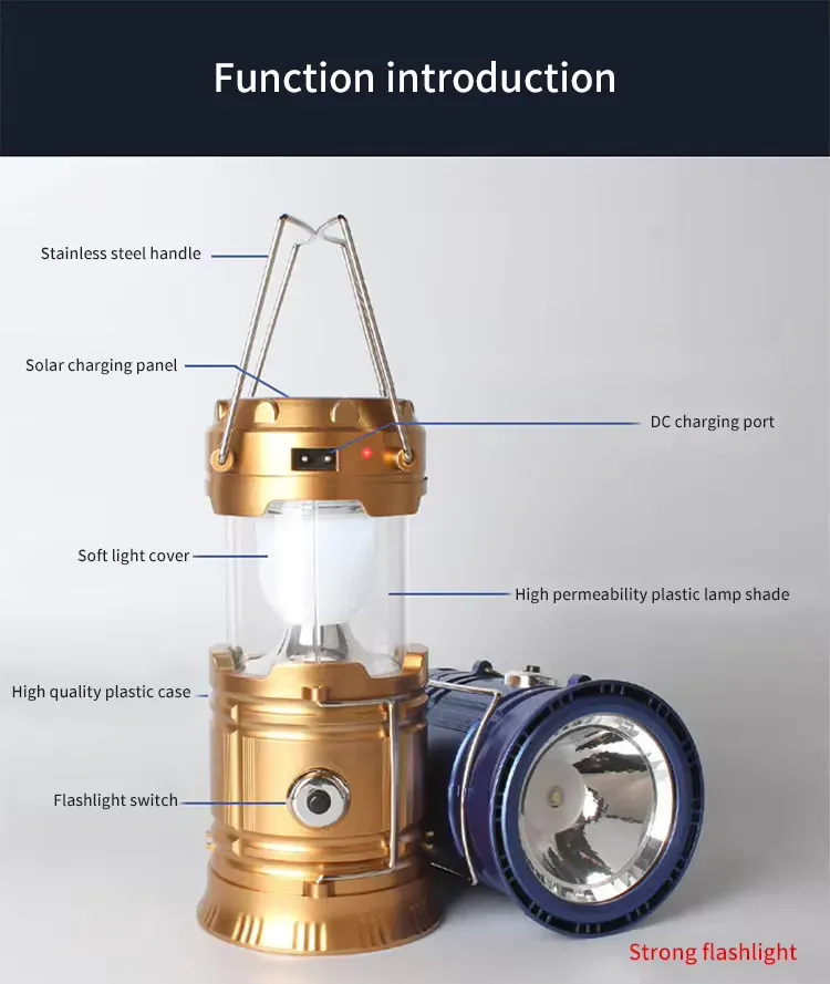 Mini Portable Outdoor Camping Light Solar Flashlight Led Camping Lantern