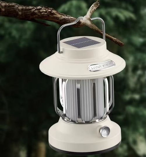 Retro solar LED tent lamp, creative ABS body, multi-functional outdoor garden camping lamp