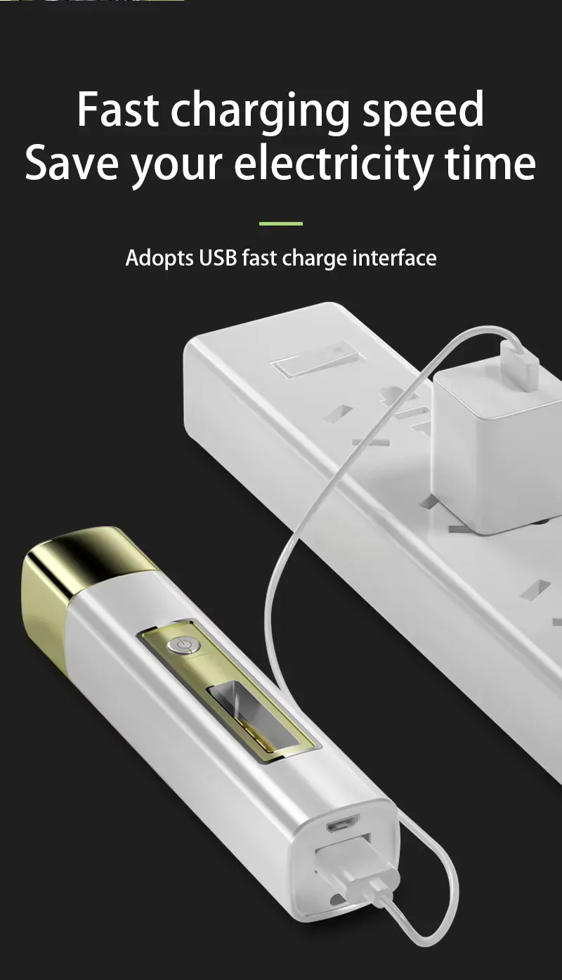 Mini Portable Strong Light Flashlight Rechargeable High Lumens Small Home Light Side Light Power Bank Outdoor Led Flashlight