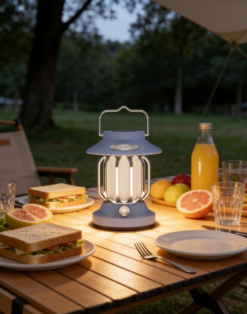 Retro solar LED tent lamp, creative ABS body, multi-functional outdoor garden camping lamp
