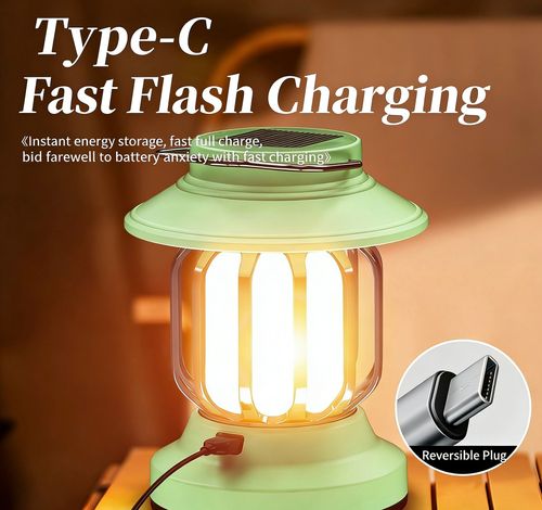 Retro solar LED tent lamp, creative ABS body, multi-functional outdoor garden camping lamp