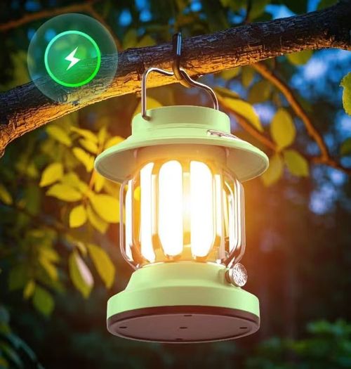 Retro solar LED tent lamp, creative ABS body, multi-functional outdoor garden camping lamp