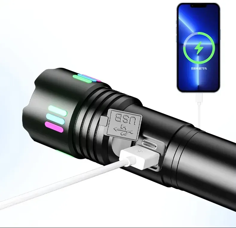 Outdoor Strong Light Digital Display Multi Functional Aluminum Alloy Linternas Powerful Diving Flashlight