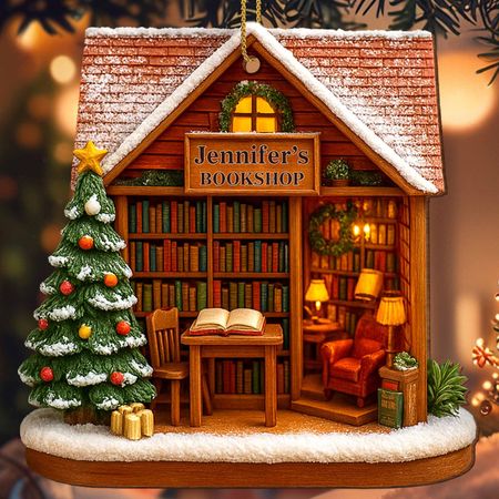 Find The Perfect Story In A Charming Bookshop - Personalized Custom Wood Ornament, Custom Shaped