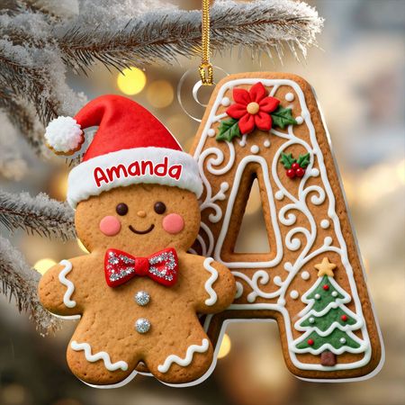 Adorable Gingerbread Alphabets - Personalized 1-Layer Acrylic Ornament