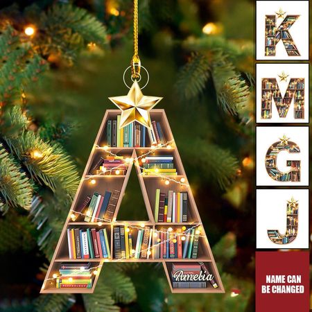 Christmas Booklovers Ornaments Custom Letter Name - Personalized Acrylic Ornament