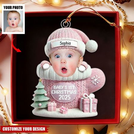 Custom Photo Baby Ornament - Personalized First Christmas Ornament