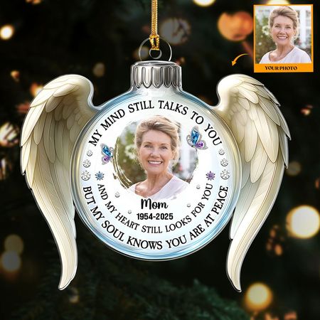 My Mind Still Talks To You Angel Wings  - Personalized 1-Layer Acrylic Ornament