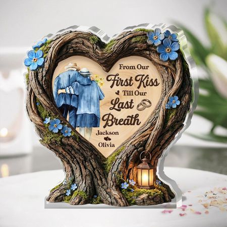 From Our First Kiss Till Our Last Breath - Personalized Custom Shaped Acrylic Plaque