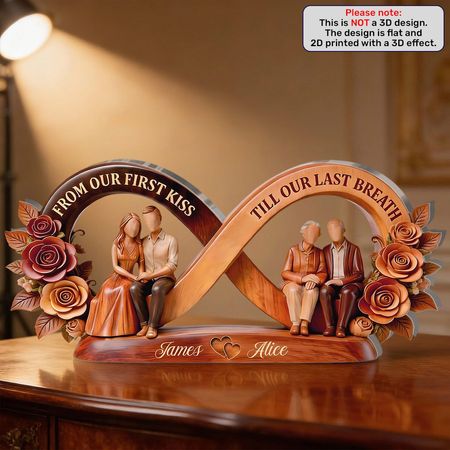 Personalized Infinity Couple Acrylic Plaque | From Our First Kiss Till Our Last Breath Love Journey Keepsake