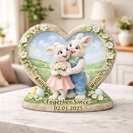 Personalized Bunny Couple Acrylic Plaque | Together Since Date Spring Love Keepsake