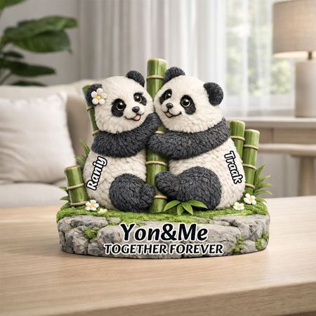 Personalized Panda Couple Acrylic Plaque | You & Me Together Forever Bamboo Love Keepsake
