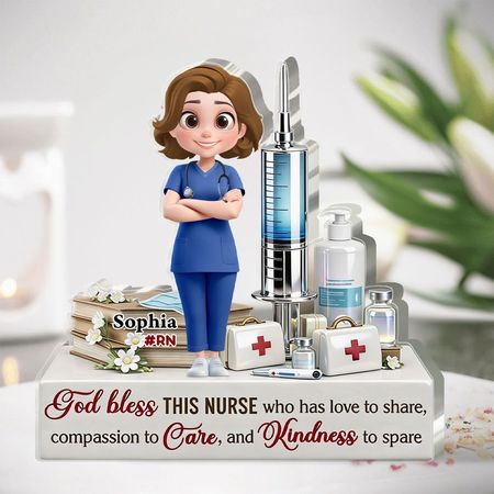 Personalized Nurse Acrylic Plaque | Custom Name God Bless This Nurse Keepsake