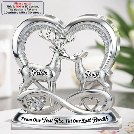 Personalized God Blessed the Broken Road Acrylic Plaque | Custom Name Deer Couple Infinity Heart Keepsake