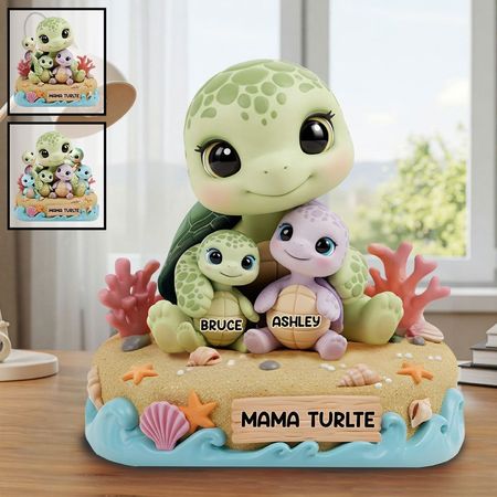 Mama Turtle – Personalized Mother Custom Shaped Acrylic Plaque