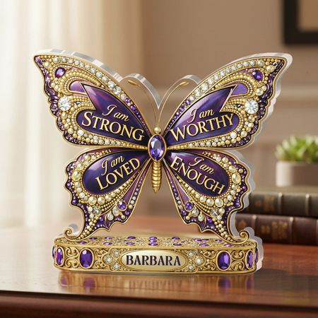 Personalized I Am Enough Butterfly Acrylic Plaque | Custom Name Affirmation Keepsake