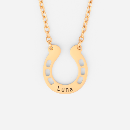 Personalized Horseshoe Name Necklace | Custom Engraved Lucky Horseshoe Pendant