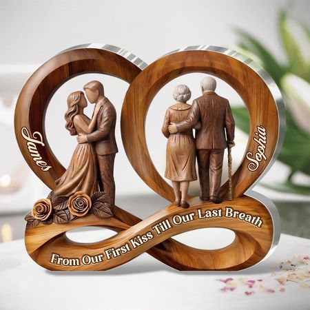 Personalized From Our First Kiss Till Our Last Breath Acrylic Plaque | Custom Name Infinity Couple Keepsake