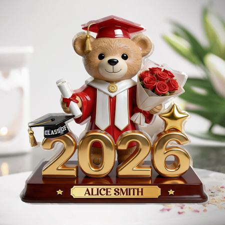 Personalized Graduation Bear Acrylic Plaque | Custom Name & Year Graduation Keepsake