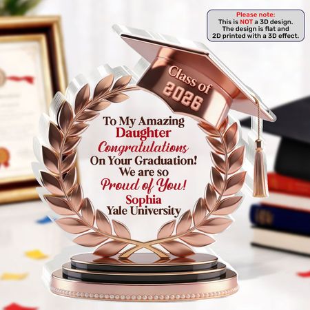 Personalized Graduation Acrylic Plaque | Custom Name & University Proud Parent Keepsake